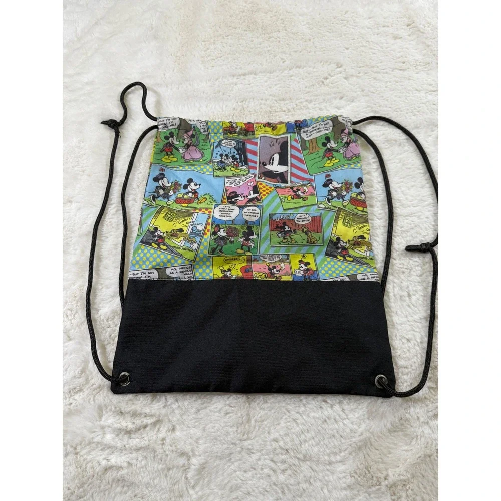 Walt Disney World Mickey Mouse Comic Strip Drawstring Backpack Retro Vacation
